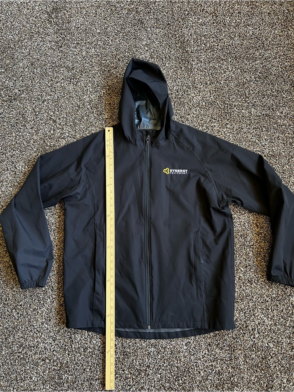 Port Authority Black Hooded Raincoat with Yellow Logo Patch - Picture 6 of 9